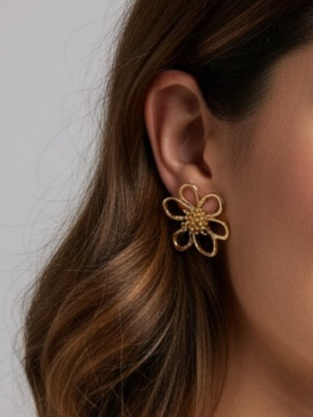 Flower Statement Stud Earrings - Elegant Floral Design